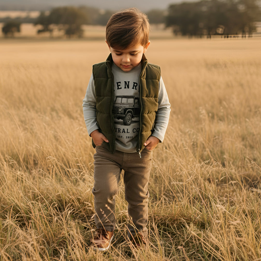 Boys LS Tee - Land Rover Print - Sage