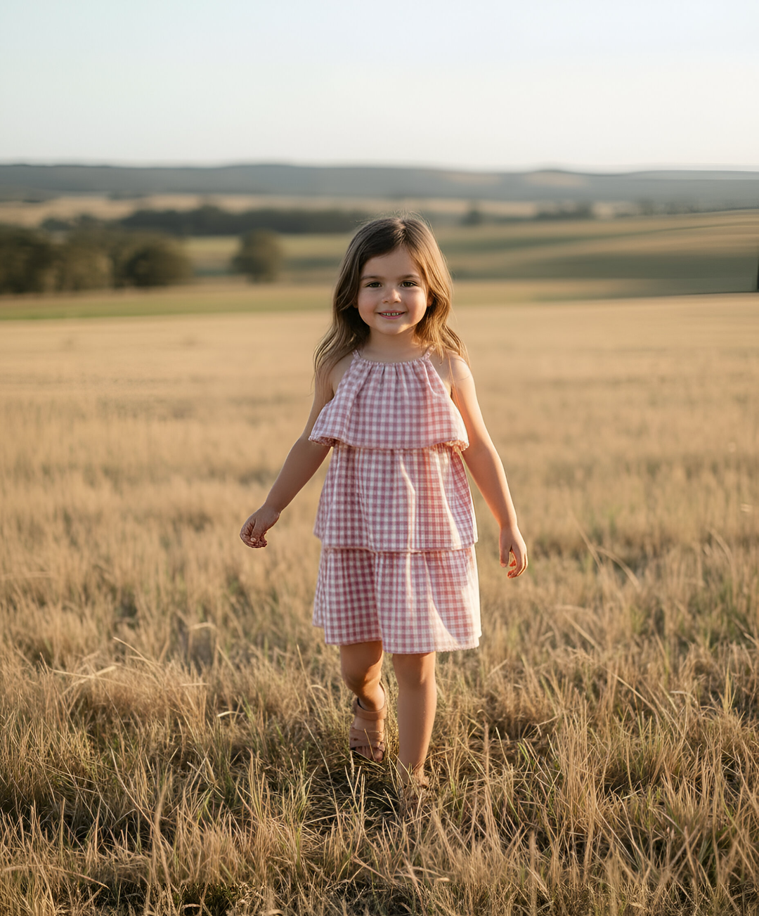 Girls Sadie Dress - Pink Check