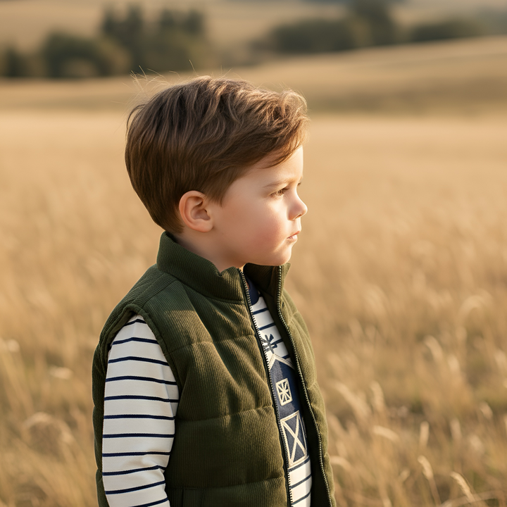 Boys Cooper Puffer Vest - Dark Olive