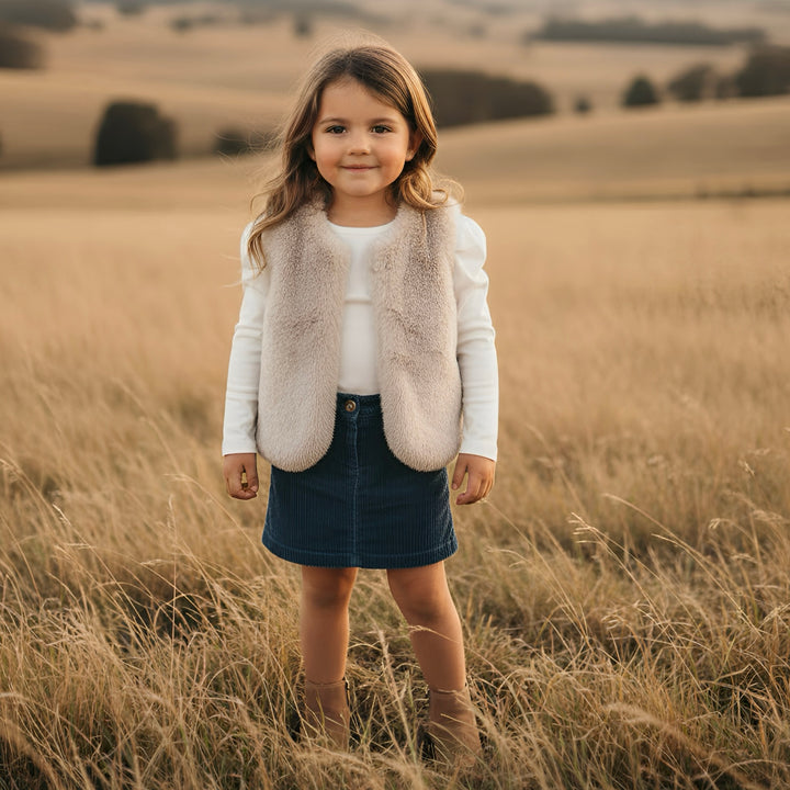 Girls Fur Vest -  Camel