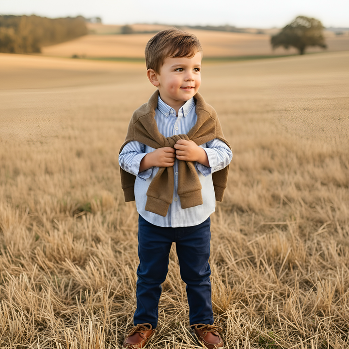 Boys Oxford Dress Shirt - Navy Pinstripe