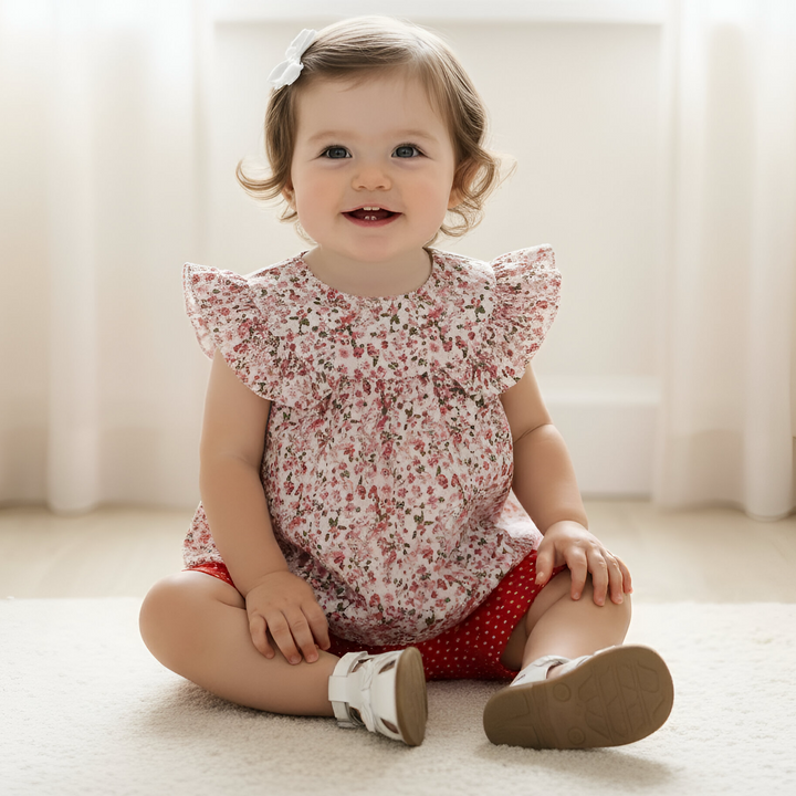 Baby Girls Lucy Shorts - Red Polka Dots