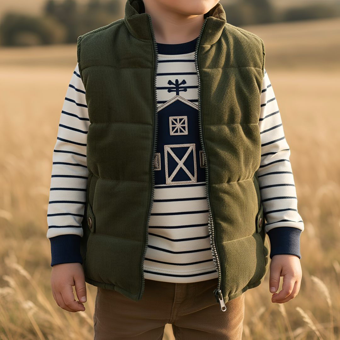 Boys Cooper Puffer Vest - Dark Olive