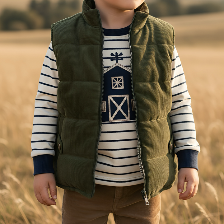 Boys Cooper Puffer Vest - Dark Olive