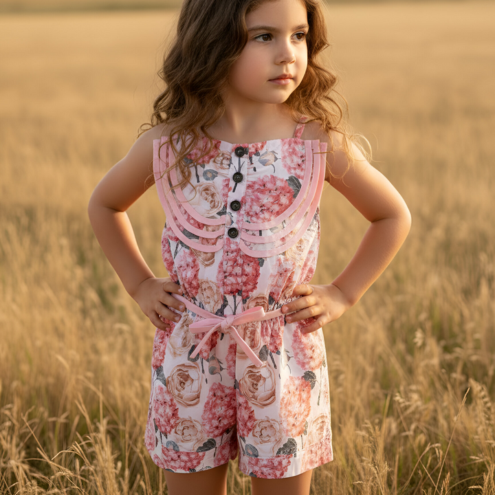Girls Miranda Playsuit - Pink Blossom