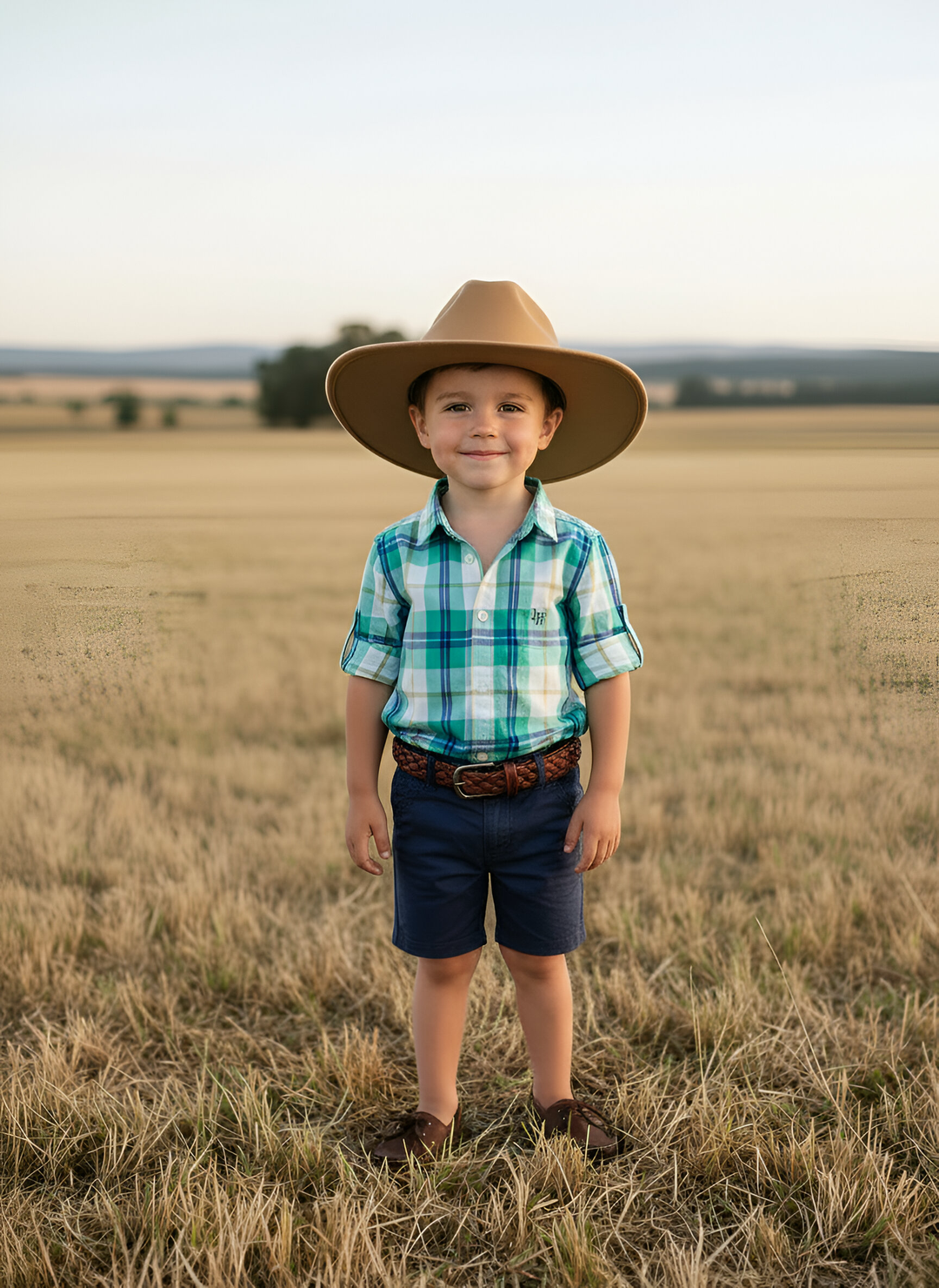 Boys Dress Shirt - Aqua Plaid 26