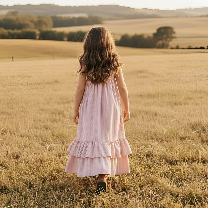 Girls Maxi Dress - Red Stripe