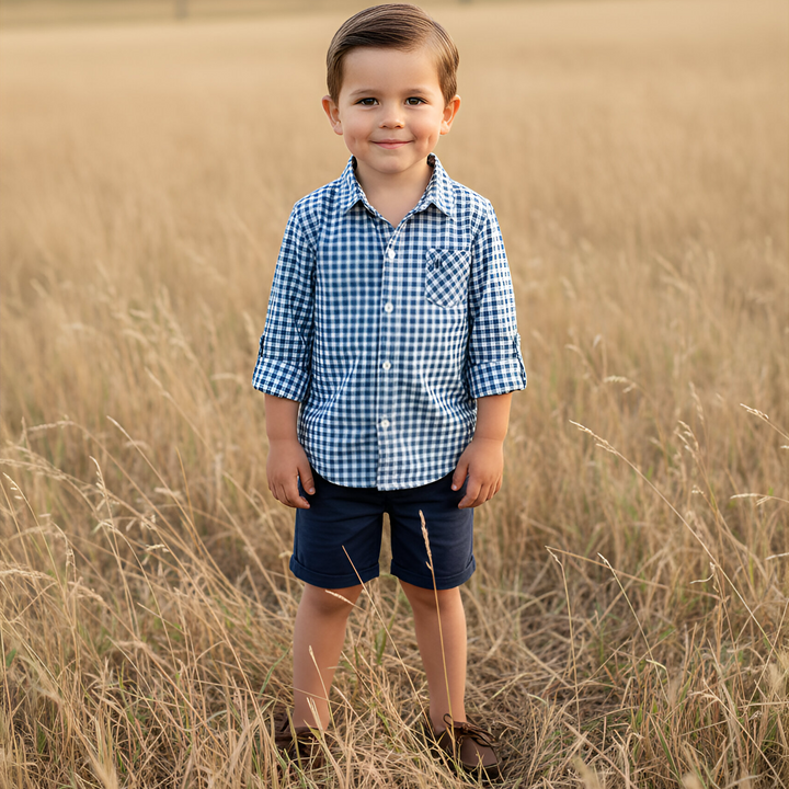 Boys Dress Shirt - Blue Check 26