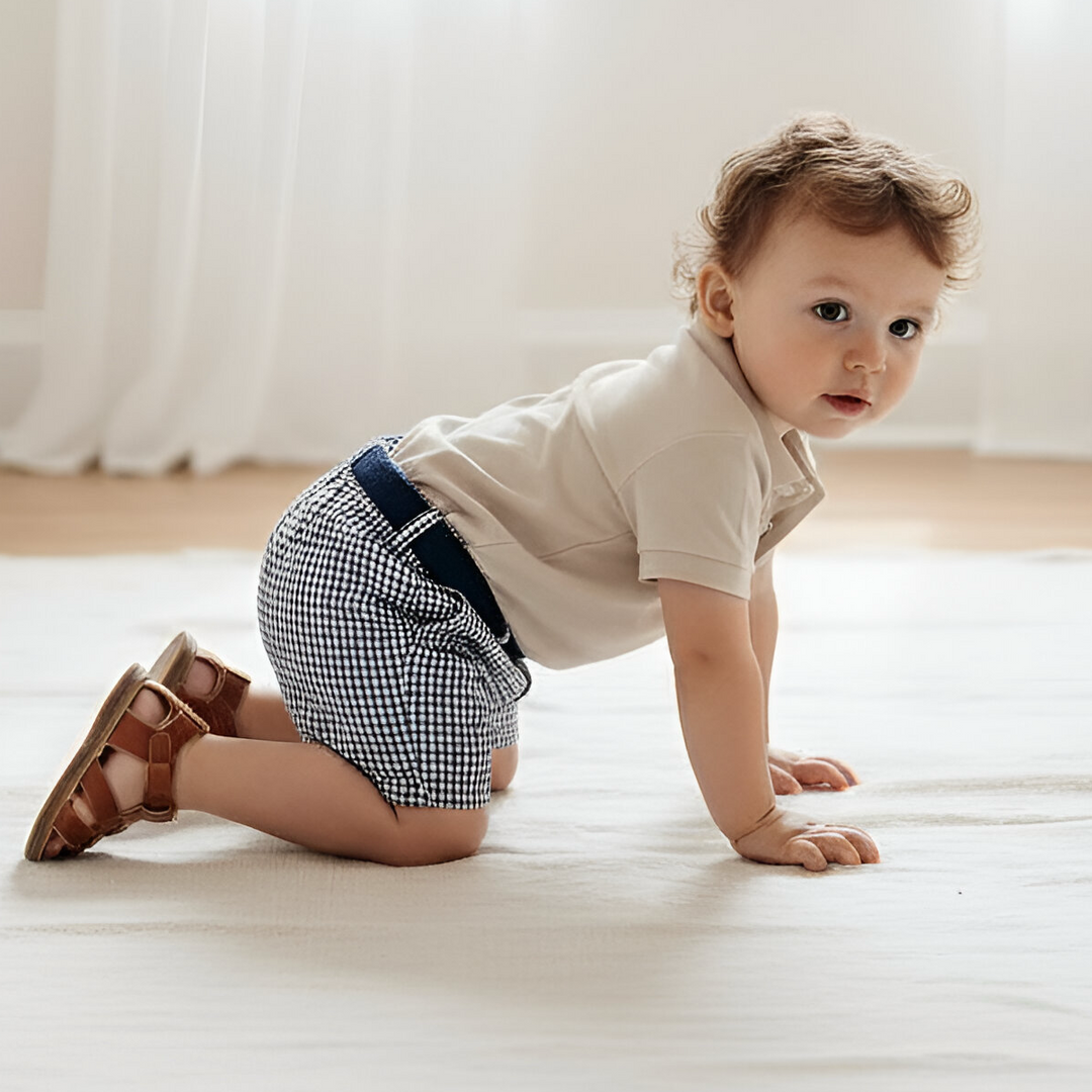 Baby Boys Oscar Shorts - Navy Gingham 26