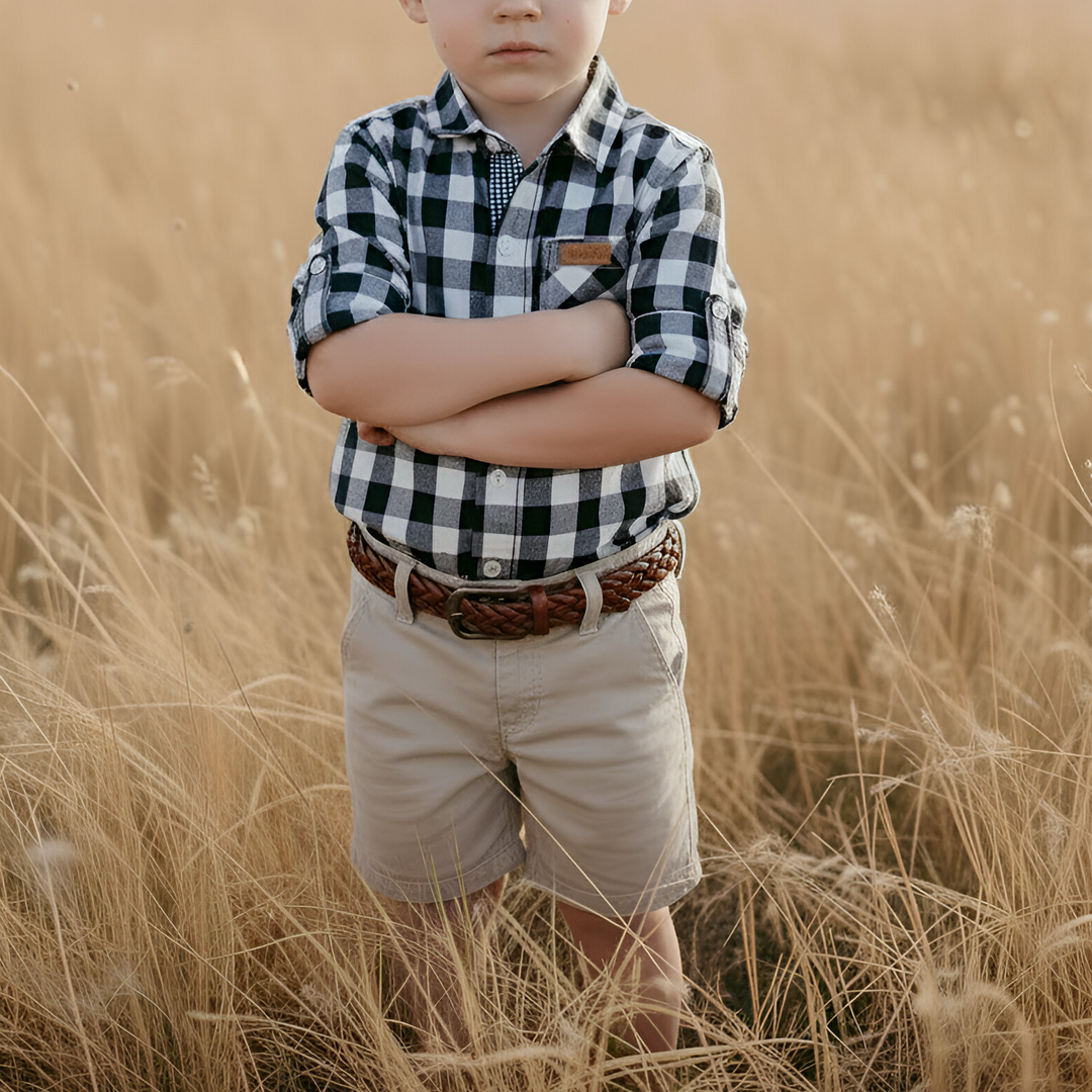 Boys Dress Shirt - Large Navy Check 26