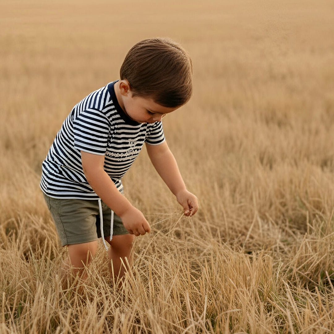 Boys Henry Rural Co Tee - Navy White Stripe