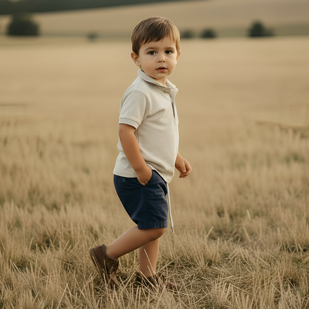 Boys Sonny Shorts - Navy Linen 26