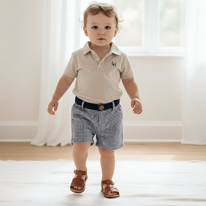 Baby Boys Oscar Shorts - Navy Gingham 26