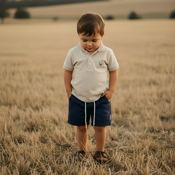 Boys Polo Shirt - Beige Grey 26