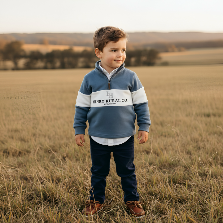 Boys Rural Co Sweater - Blue/White