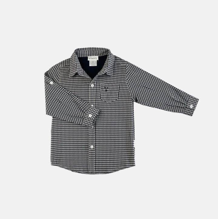 Boys Dress Shirt - Navy Gingham