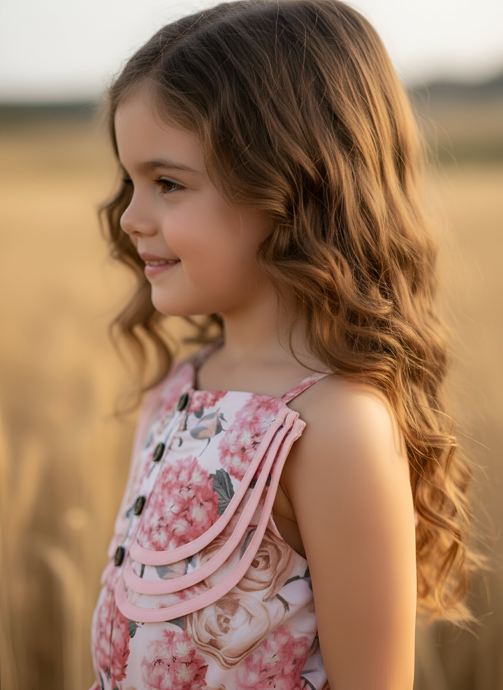 Girls Miranda Playsuit - Pink Blossom