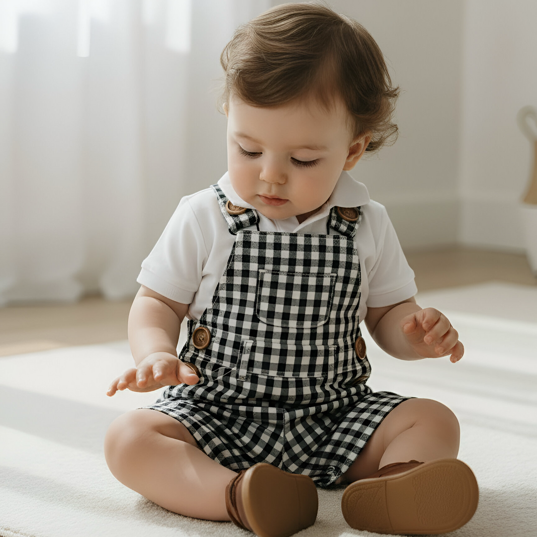 Baby Boys Roy Dungaree - Navy Check 26