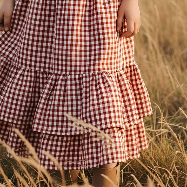 Girls Maxi Skirt - Red Check