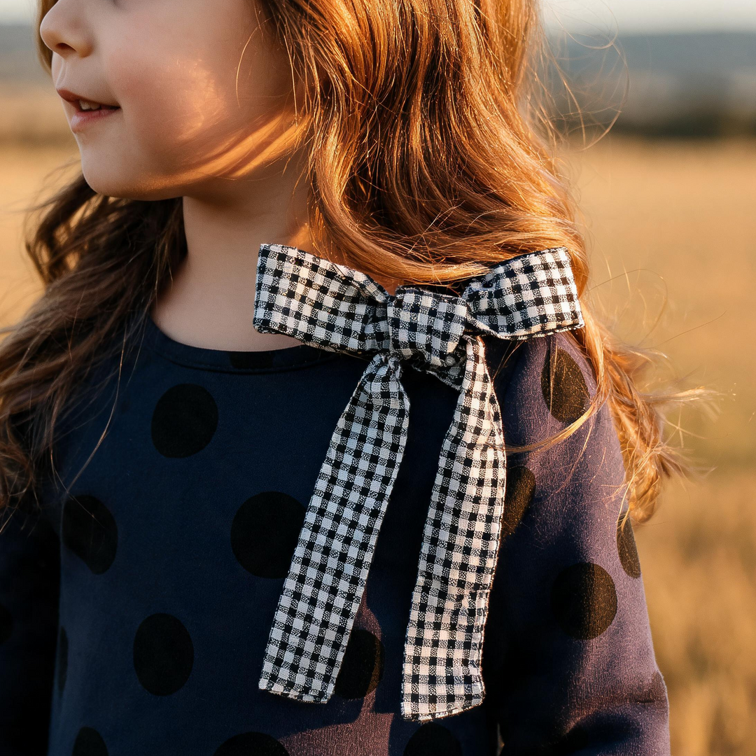 Girls Mary Dress -  Navy/Black Spot