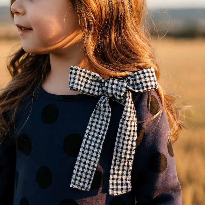 Girls Mary Dress -  Navy/Black Spot