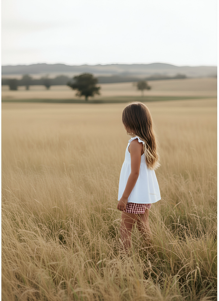 Girls Esme Top - White Linen 26