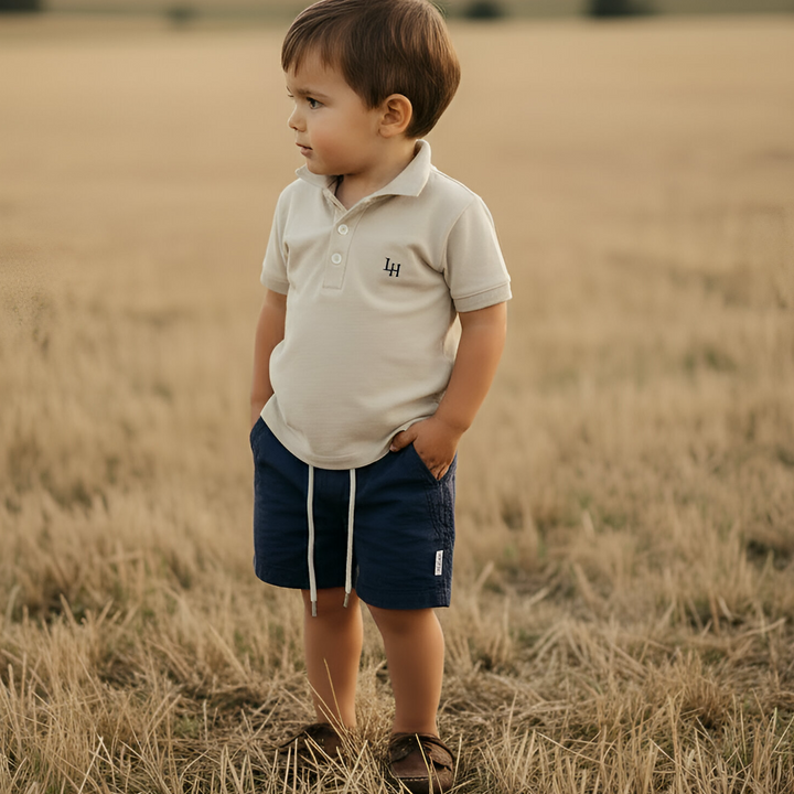 Boys Sonny Shorts - Navy Linen 26