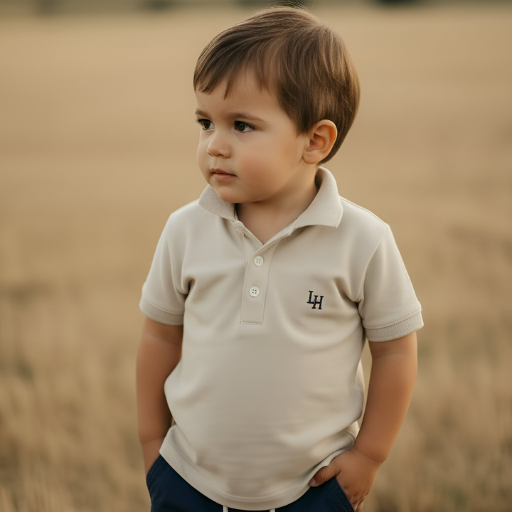 Boys Polo Shirt - Beige Grey 26