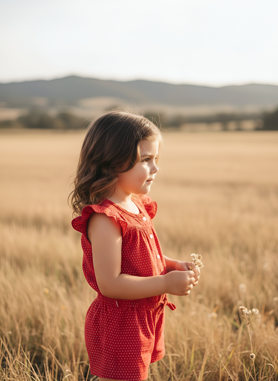 Girls Chloe Playsuit -  Red Polka Dots