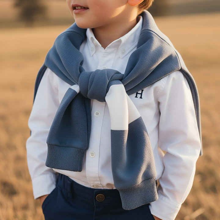 Boys Rural Co Sweater - Blue/White