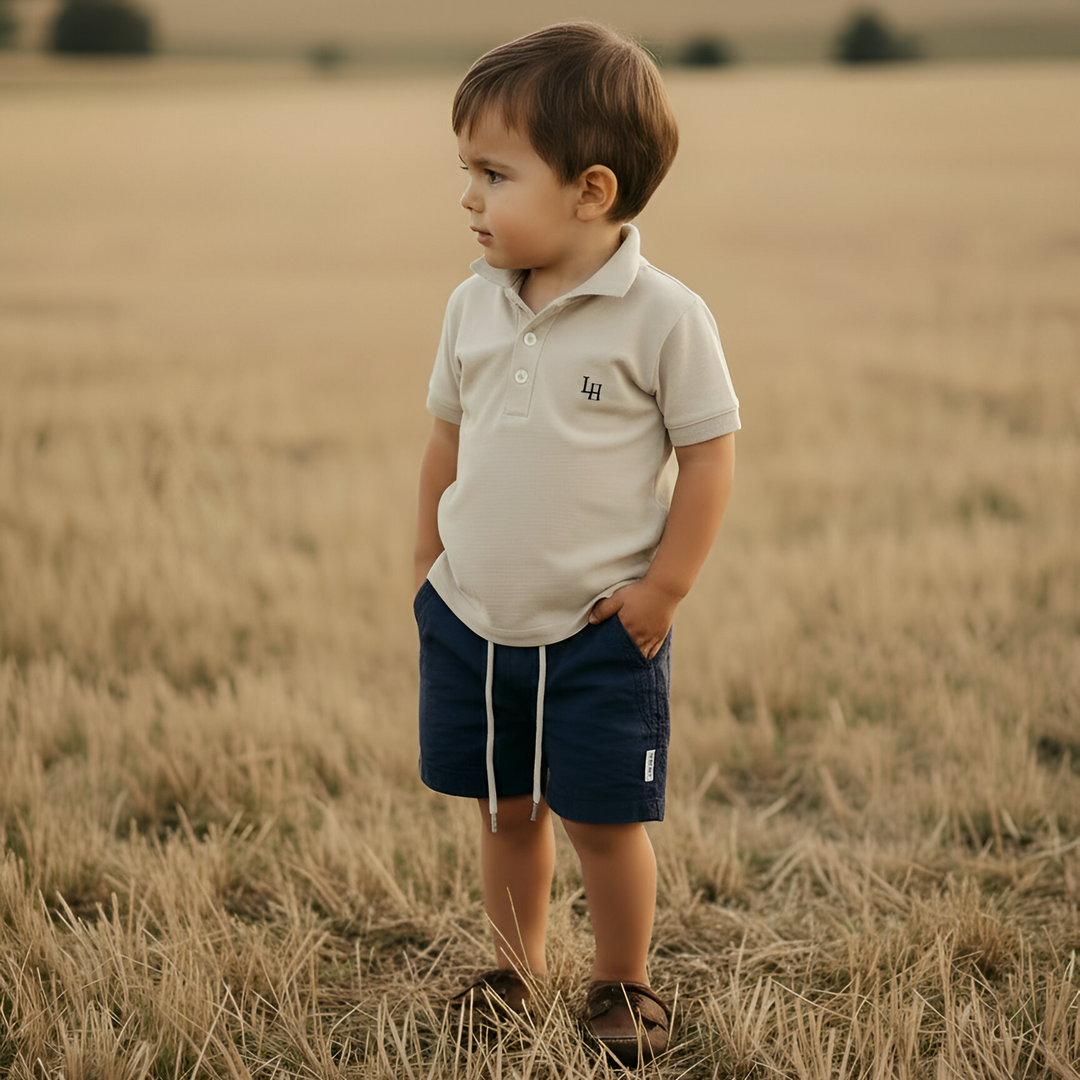 Boys Polo Shirt - Beige Grey 26