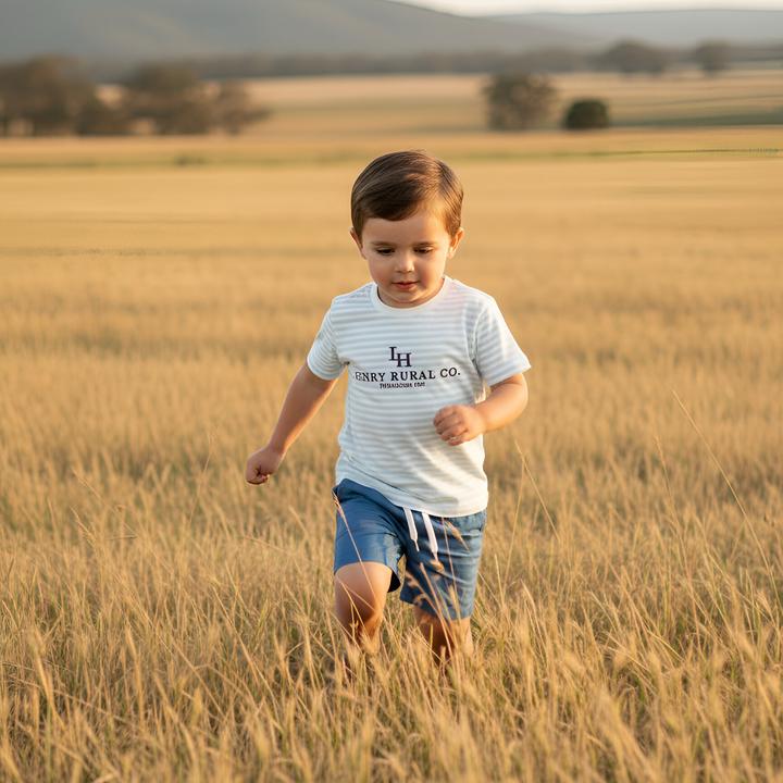 Boys Henry Rural Co Tee - Light Blue Stripe 26
