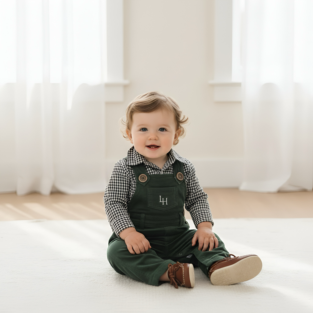 Baby Boys Roy Dungaree - Olive Corduroy