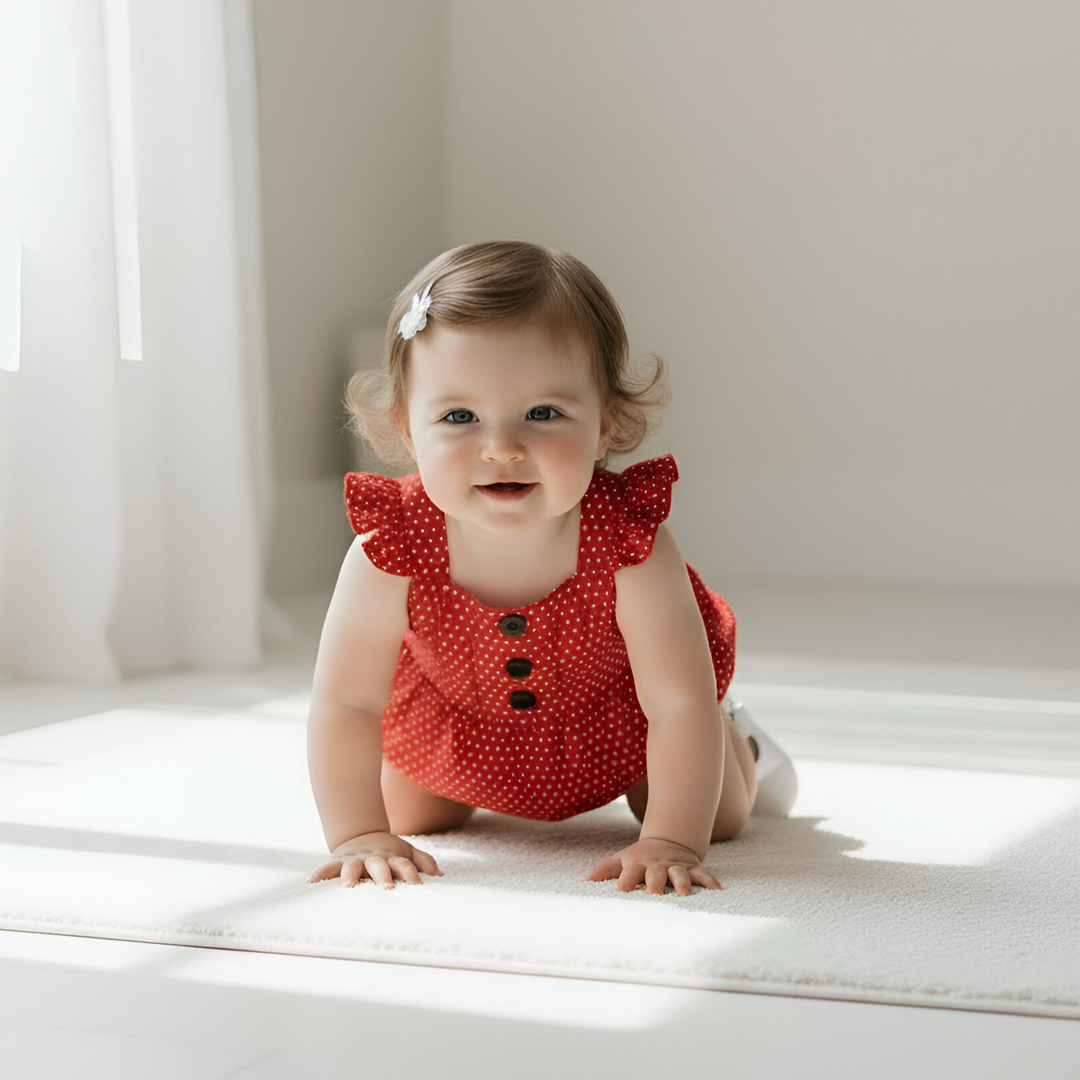 Baby Girls Freya Playsuit - Red Polka Dot