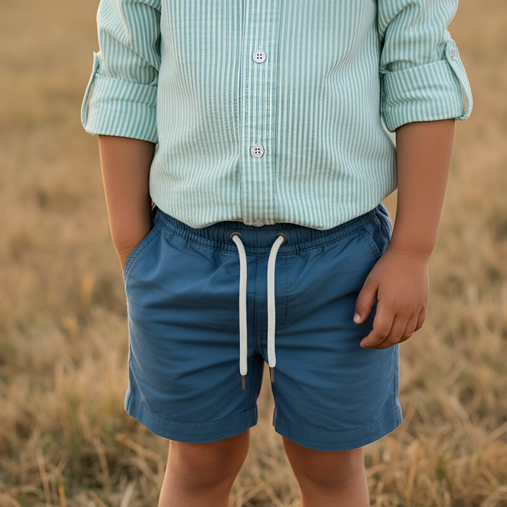 Boys Sonny Shorts - Blue Linen 26