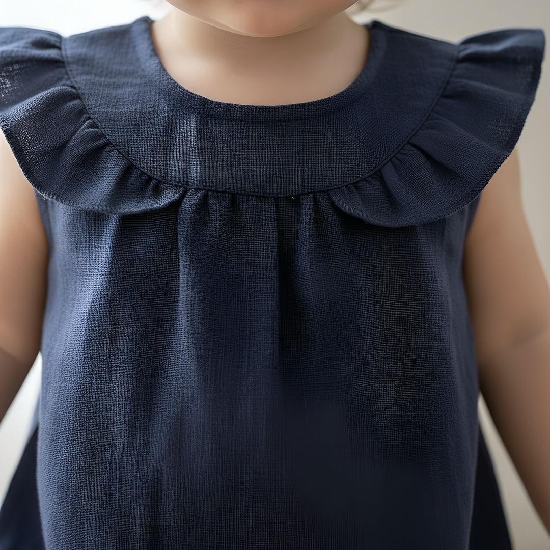 Baby Girls Neve Playsuit - Navy Linen