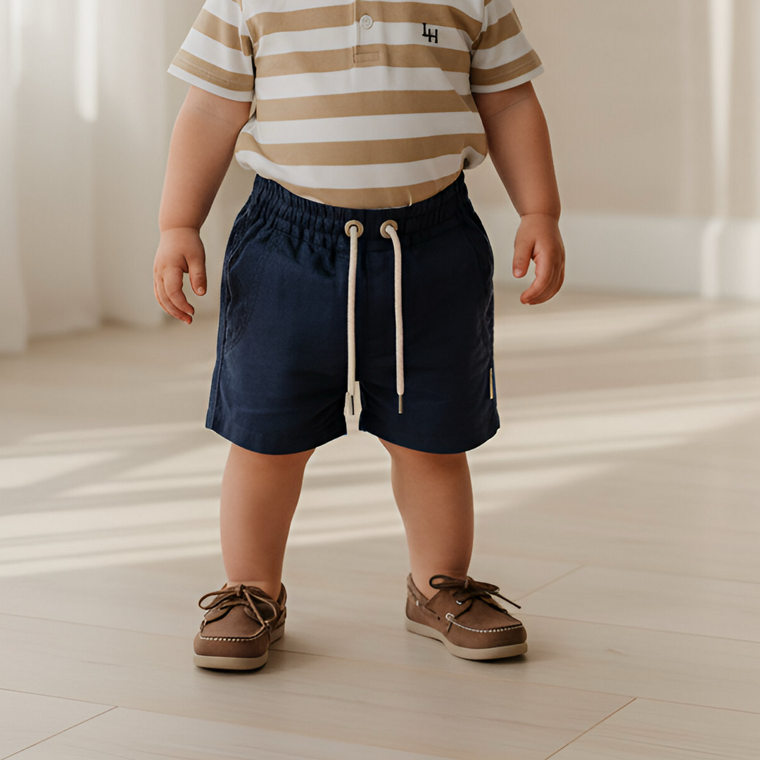 Baby Boys Sonny Short - Navy Linen