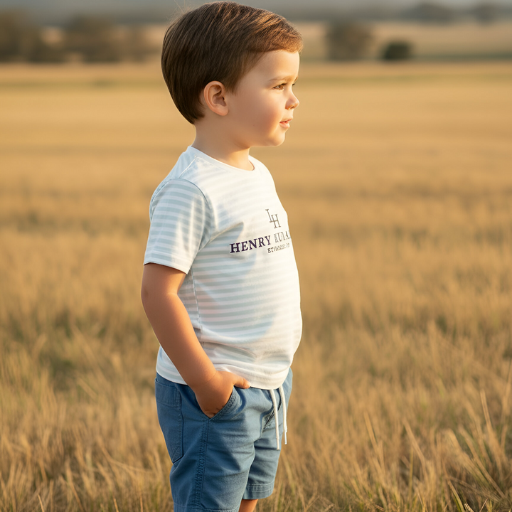 Boys Henry Rural Co Tee - Light Blue Stripe 26