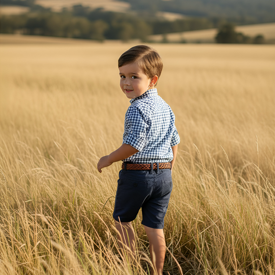 Boys Dress Shirt - Blue Check 26