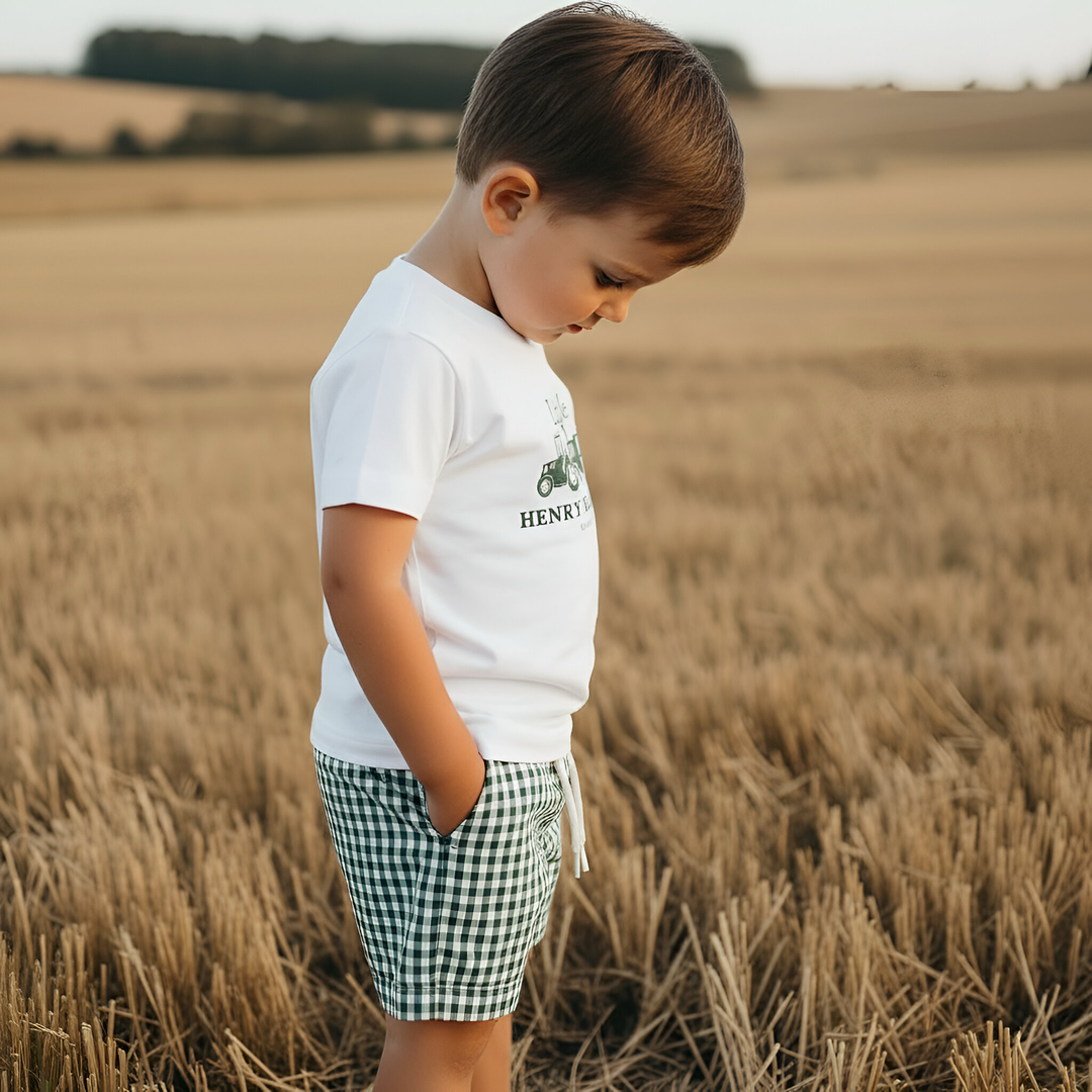 Boys Sonny Shorts - Green Gingham 26