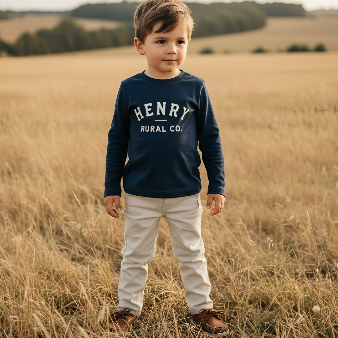Boys LS Tee - Henry Rural Co - Navy