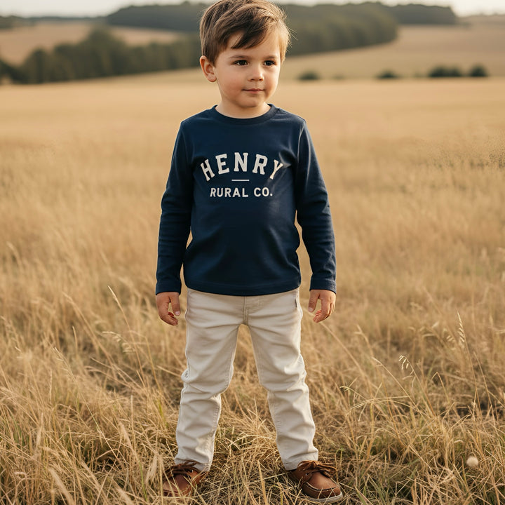 Boys LS Tee - Henry Rural Co - Navy