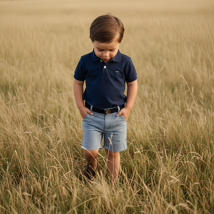 Boys Oscar Shorts - Navy Gingham 26