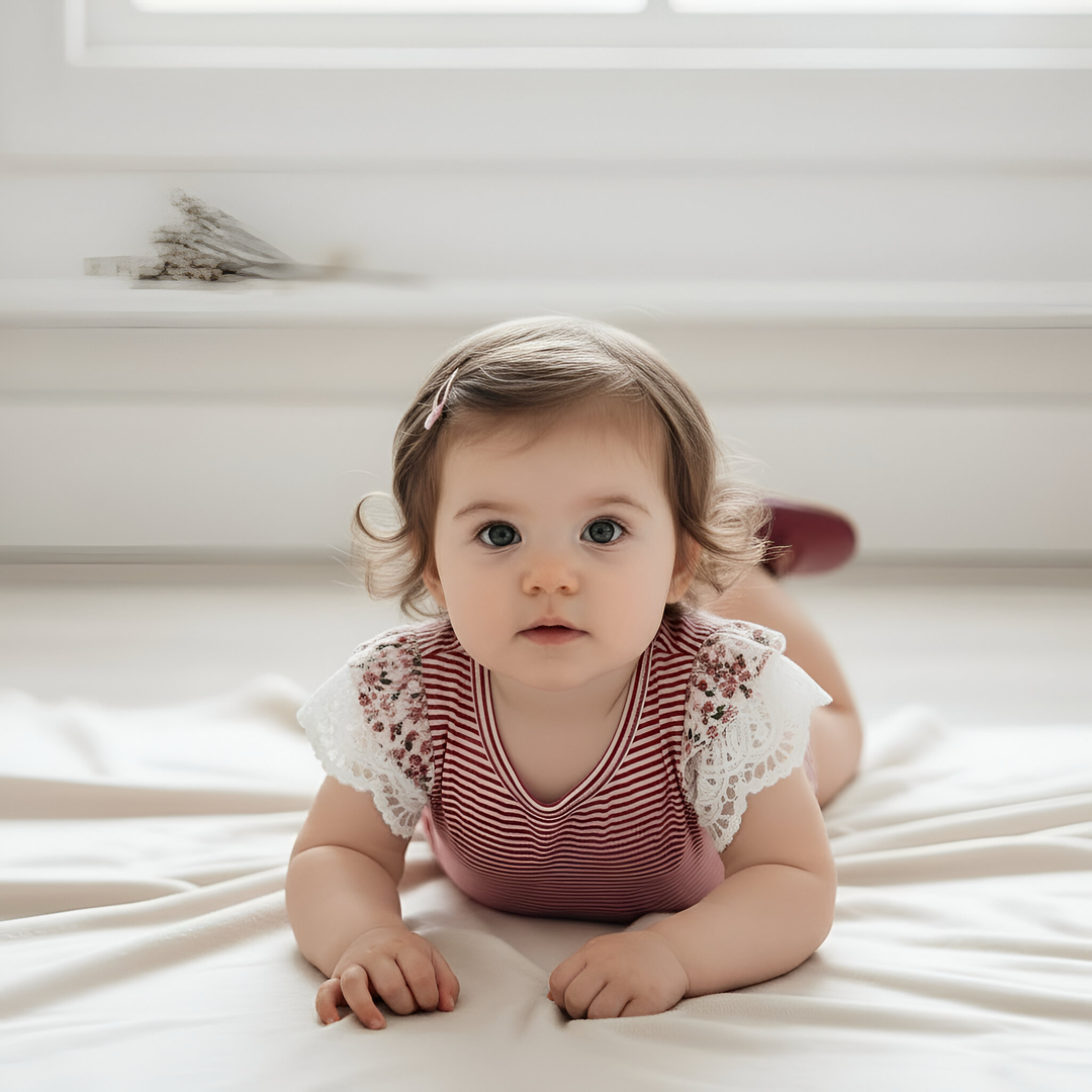 Baby Girls Knit Romper - Red Stripe