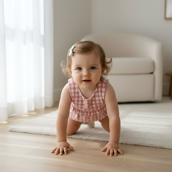 Baby Girls Nora Playsuit - Pink Check