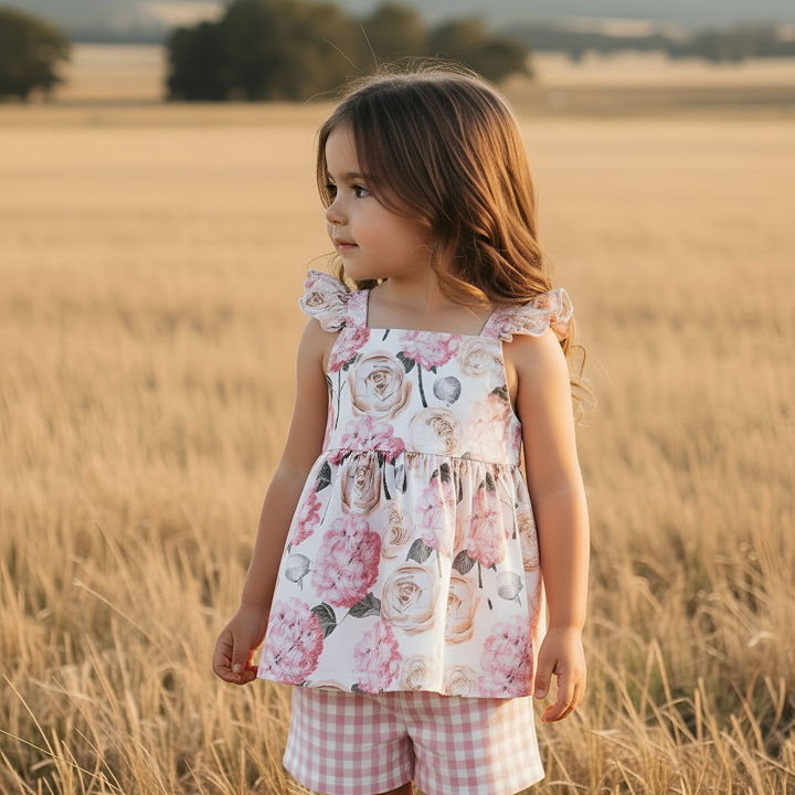 Girls Esme Top - Pink Blossom