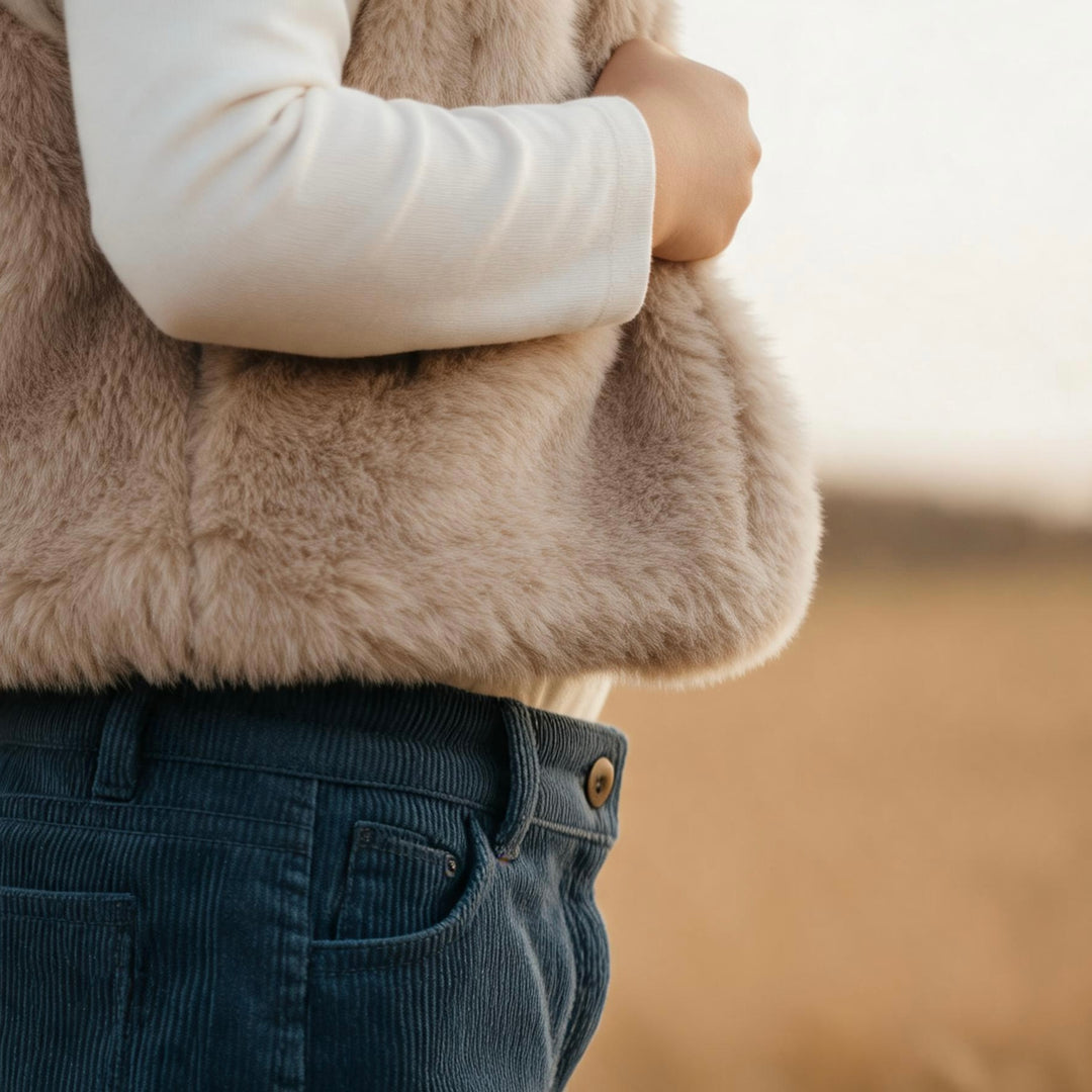 Girls Fur Vest -  Camel