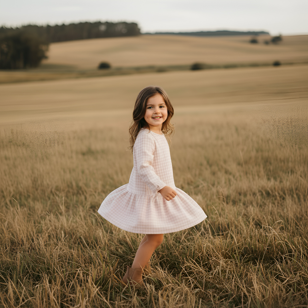 Girls Frankie Dress -  Pink Check