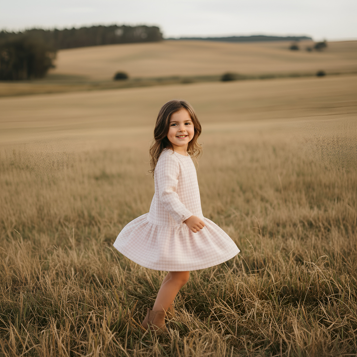 Girls Frankie Dress -  Pink Check