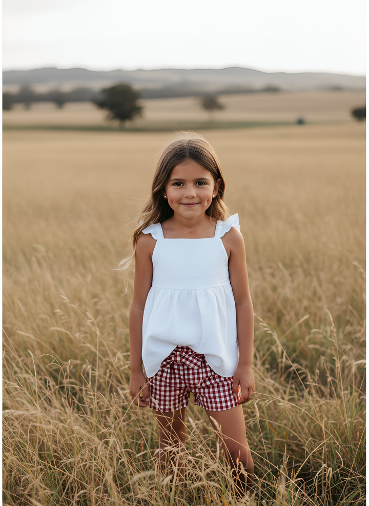 Girls Esme Top - White Linen 26